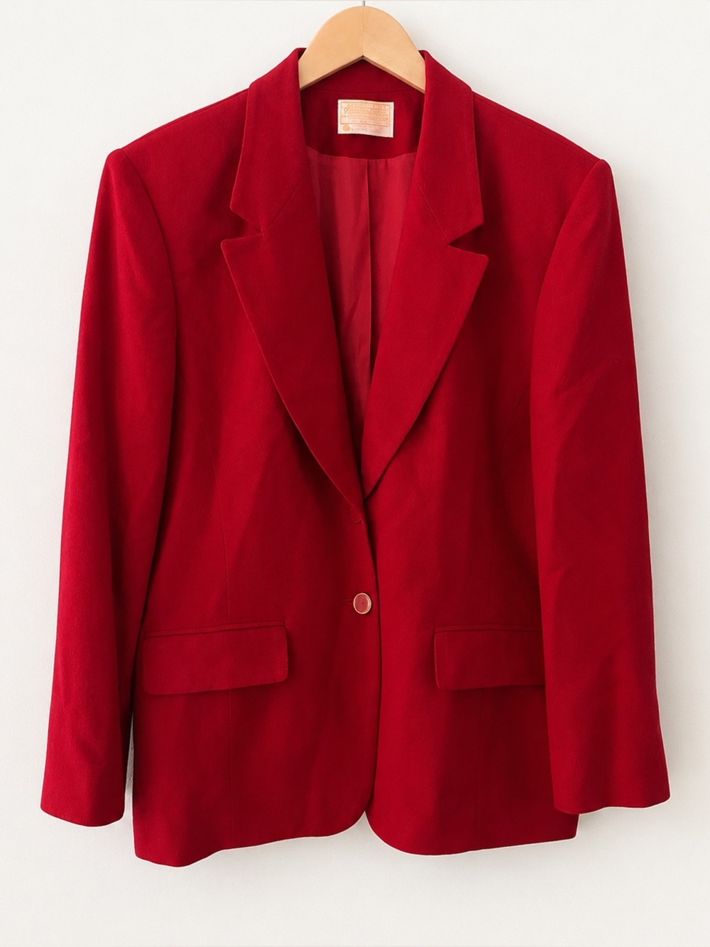Vintage 1980s Retro Pendleton Red Virgin Wool Blazer Jacket Womens 14